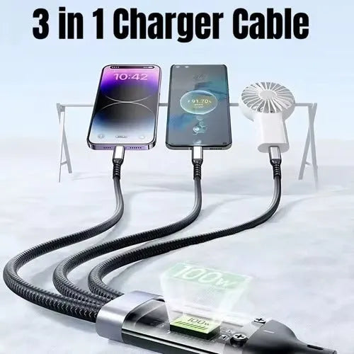 100W 3-in-1 Charging Cable